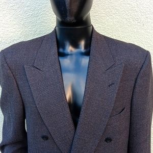 PIERRE CARDIN MEN'S VINTAGE PURE WOOL DOUBLE BREASTED LUXURY BLAZER